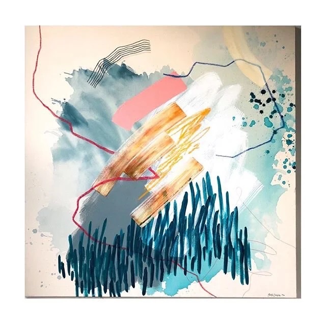 Private commission, abstract mixed media painting, 40 by 40 inches, sold